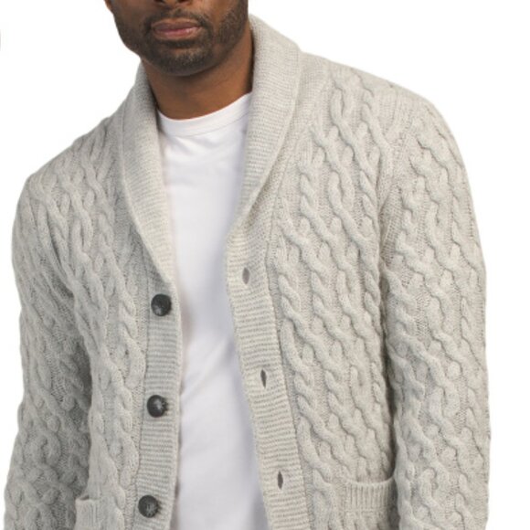 NEW PAOLO MONDO Made In Italy Knit Shawl Collar Cardigan grey for men 563tn - Picture 4 of 4